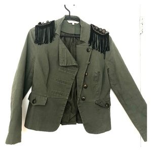 Military Style Khaki Jacket with Shoulder Details